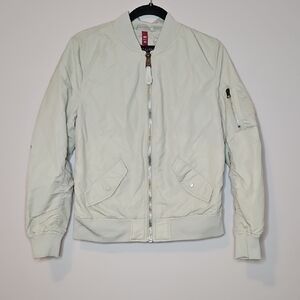 Alpha Industries MA-1 Flight Scout Military Bomber Jacket Vintage White Sz Small